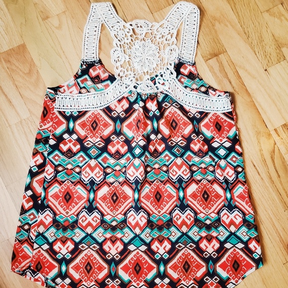 Aztec Print, Lace Tank - Picture 2 of 6